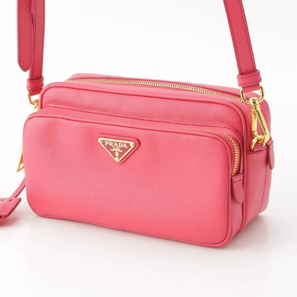 Prada Luxe Shoulder Pink Camera Leather Saffiano Bag